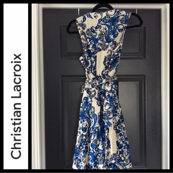 NWT Christian Lacroix Paisley Linen Blend Wrap Dress - Picture 7 of 12